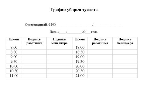 Установка графика уборки и таймера